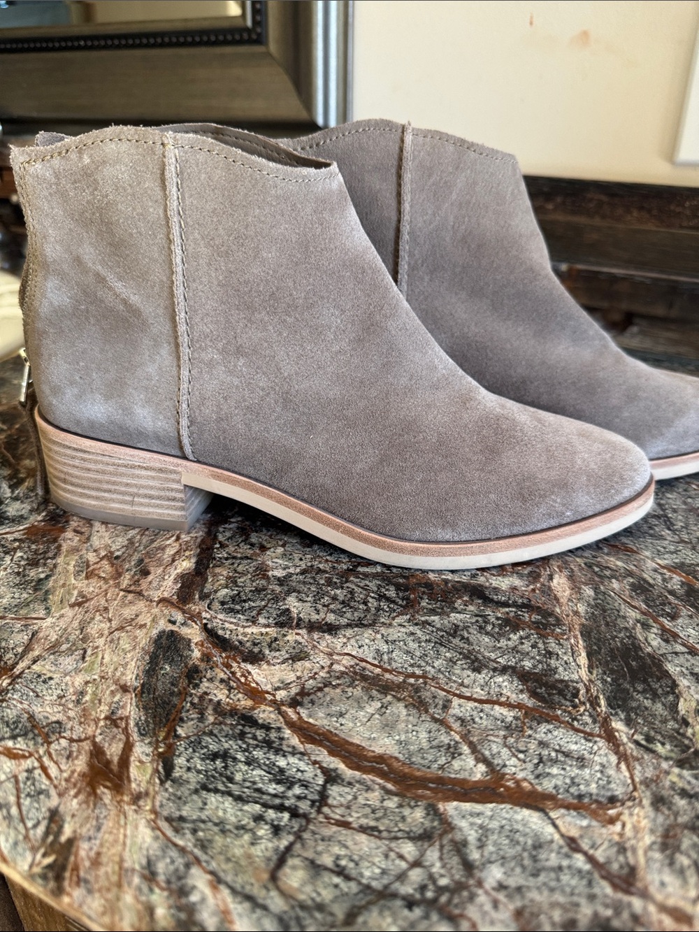 Dolce Vita Taupe Suede Ankle Booties